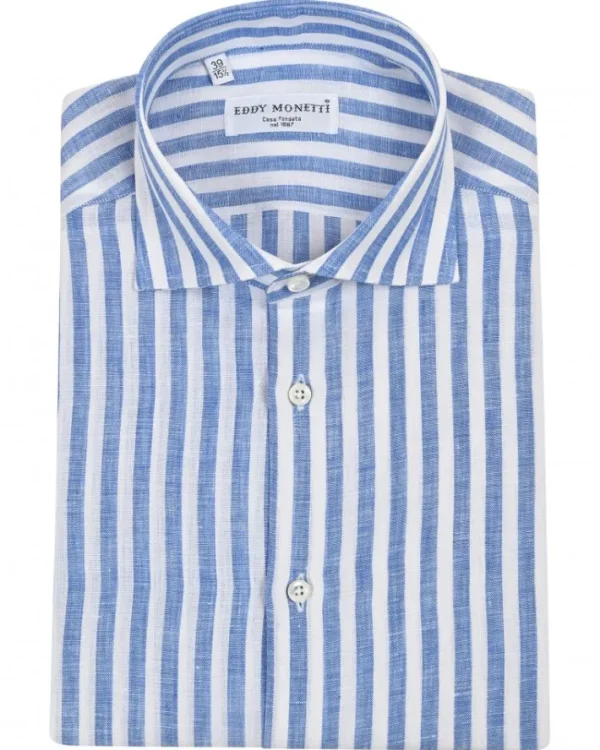 CAMICIA A RIGHE IN LINO | Eddy Monetti Discount