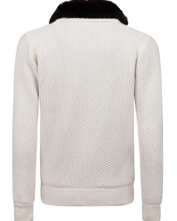 CARDIGAN IN CASHMERE CON COLLO IN PELLICCIA | Eddy Monetti Best