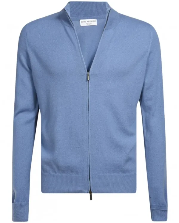 FULL ZIP IN CACHEMIRE - BLU CIELO | Eddy Monetti New