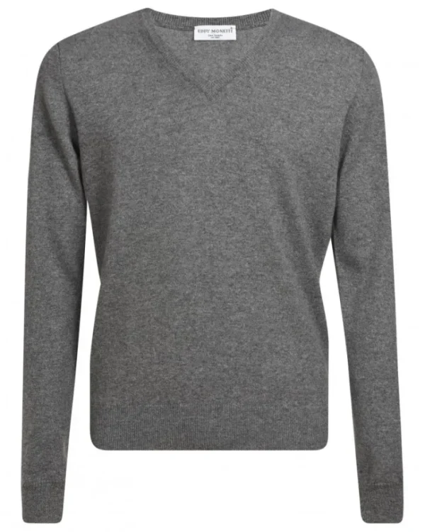 SCOLLO A V IN CACHEMIRE - GRIGIO | Eddy Monetti Clearance